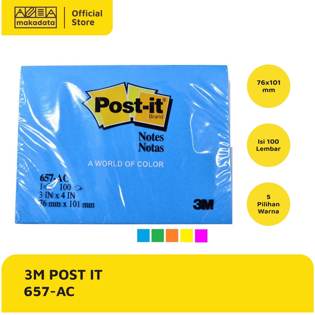 

MEMO STICK / STICKY NOTE / POST IT 3M 657-AC (1PCS) MURAH