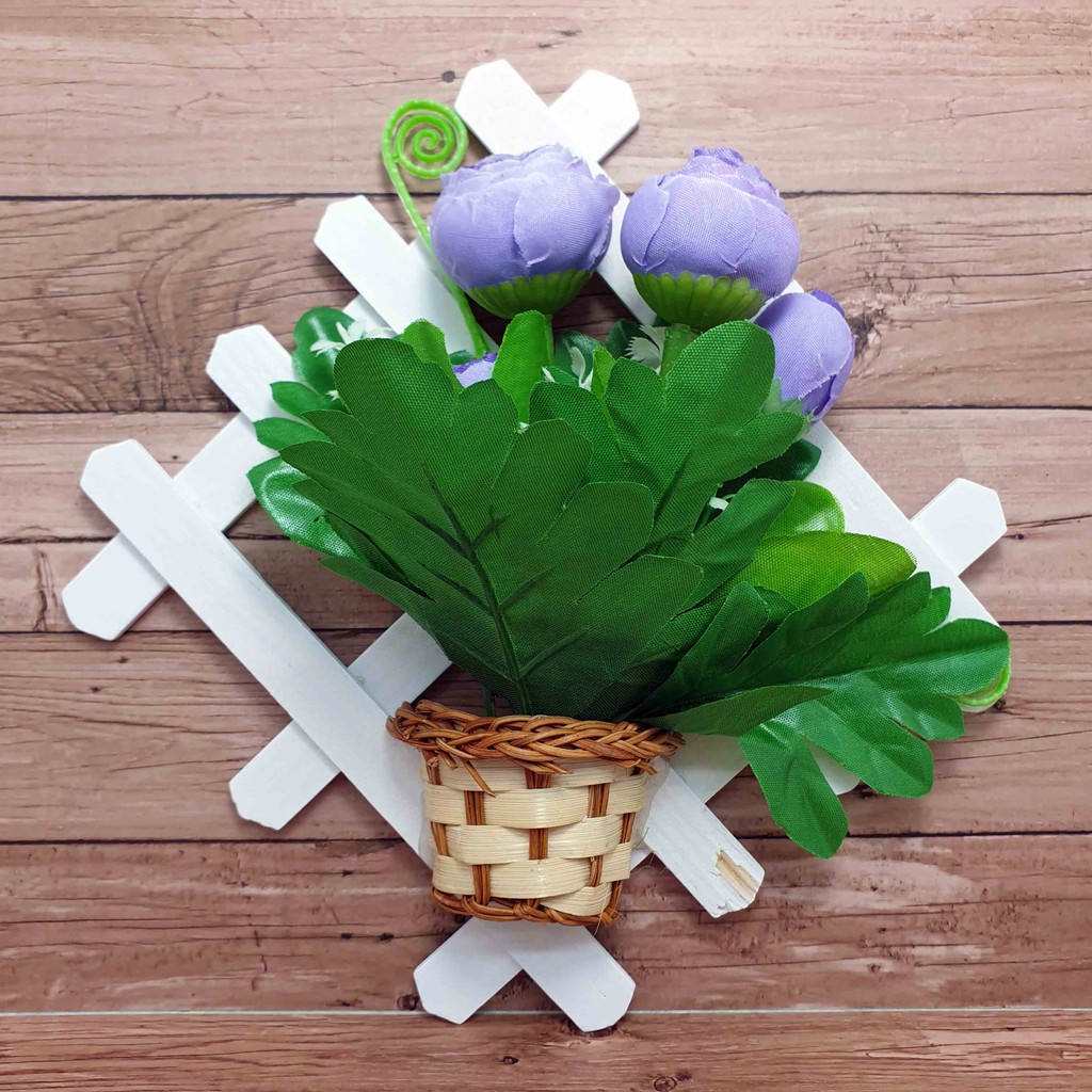 Hiasan Bunga Gantung 17cm x 17cm/ Bunga Plastik/  Bunga Artificial/ Bunga Palsu-Bunga Ungu