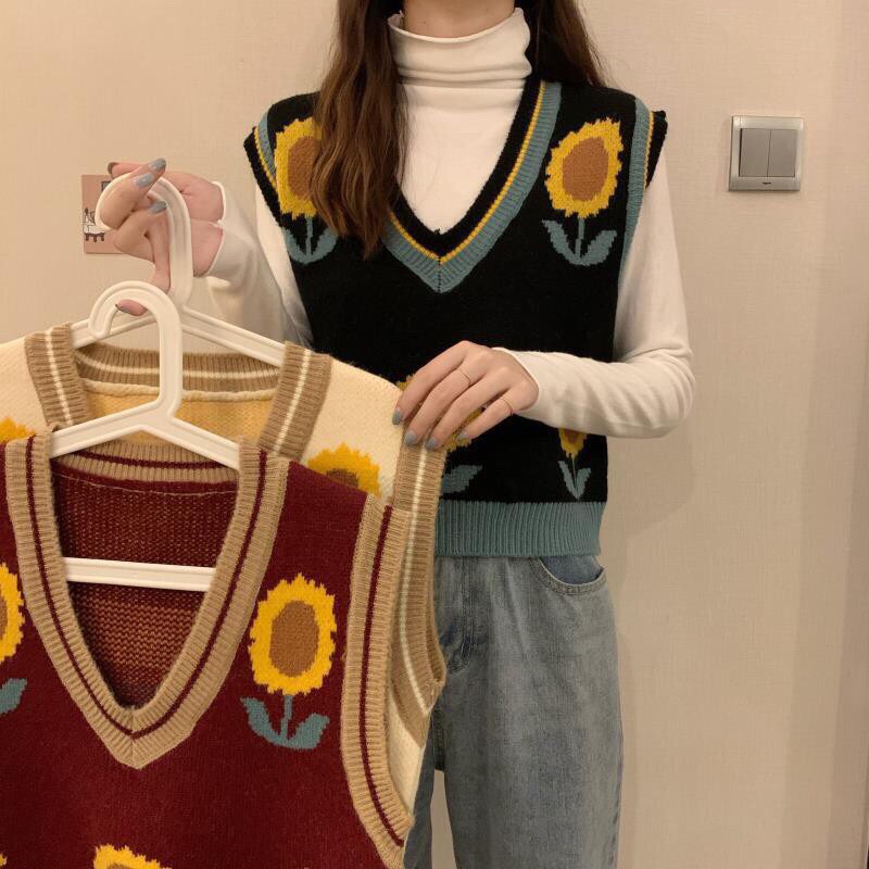 SUNFLOWER KNIT VEST - RETRO VEST