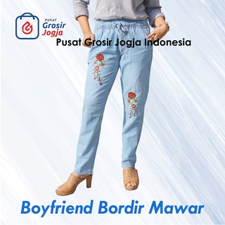  Celana  Boyfriend  Jeans Wanita Bordir Boyfriend  Jeans 