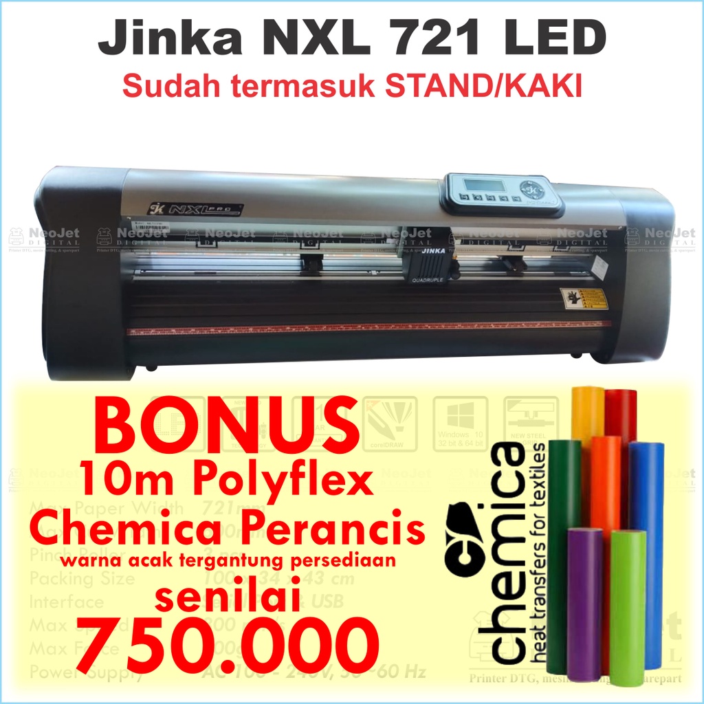 

Mesin Cutting Sticker JINKA 721 NXL 60cm LED Cutting Plotter Terbaru Murah Bonus Polyflex Chemica 10 meter