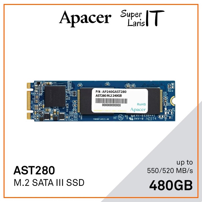 SSD Apacer AST280 480GB - SSD M.2 SATA III Garansi 3 tahun