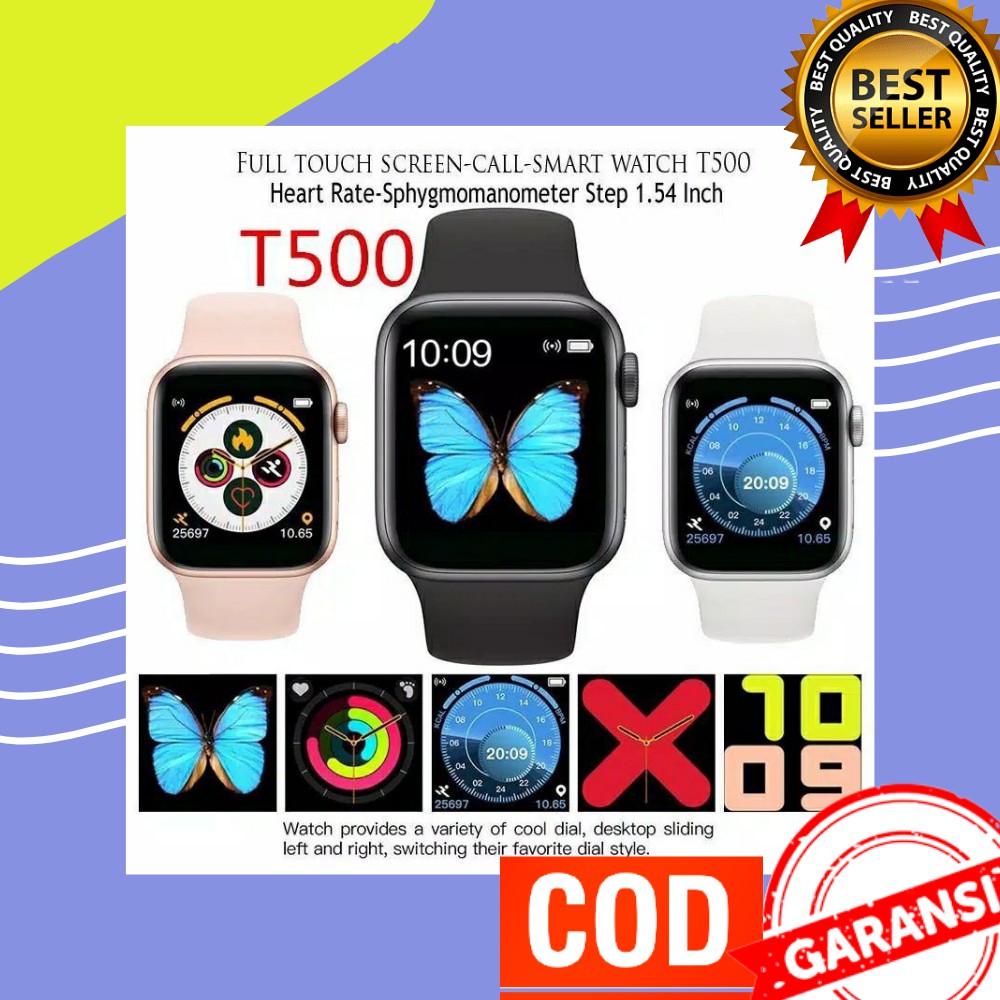 Jam Tangan Smartwatch Digital Pintar T500 Aksesoris Pria Wanita Original Murah