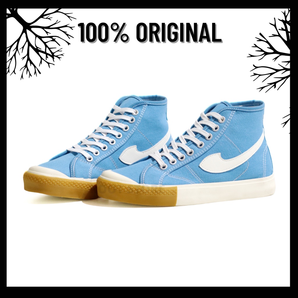 100% Original Sepatu Lokal Casual Blue Sky Hi | Not Sneakers Compass Gazelle Blue Sky High