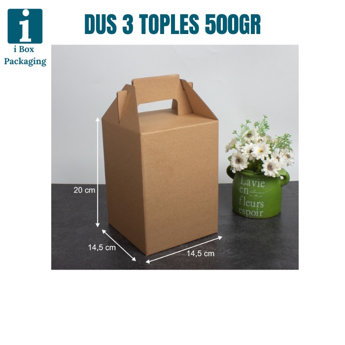 

[ 10 Pcs ] Kardus Box Jinjing Toples 500gr Isi 3 Dus Tenteng Kue Kering Packaging Hampers Parcel Hari Raya Ukuran 14x14x20cm