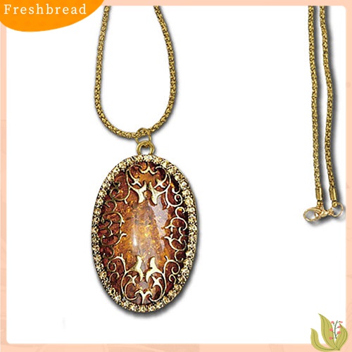 [TERLARIS]Women's Vintage Amber Tone Hollow Long Chain Drop Pendant Sweater Necklace