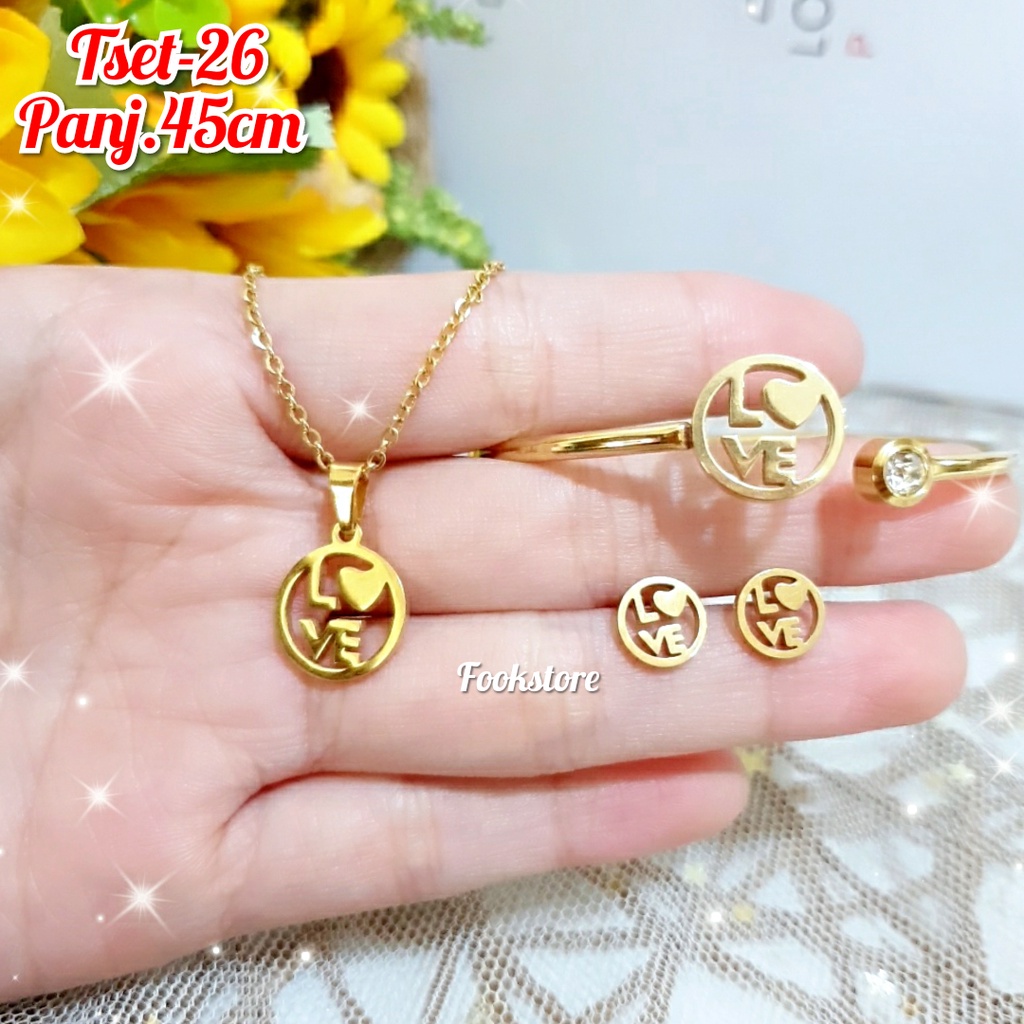 TERBARU SET KALUNG TITANIUM ANAK ABG/ ANTI KARAT/ ANTI ALERGI