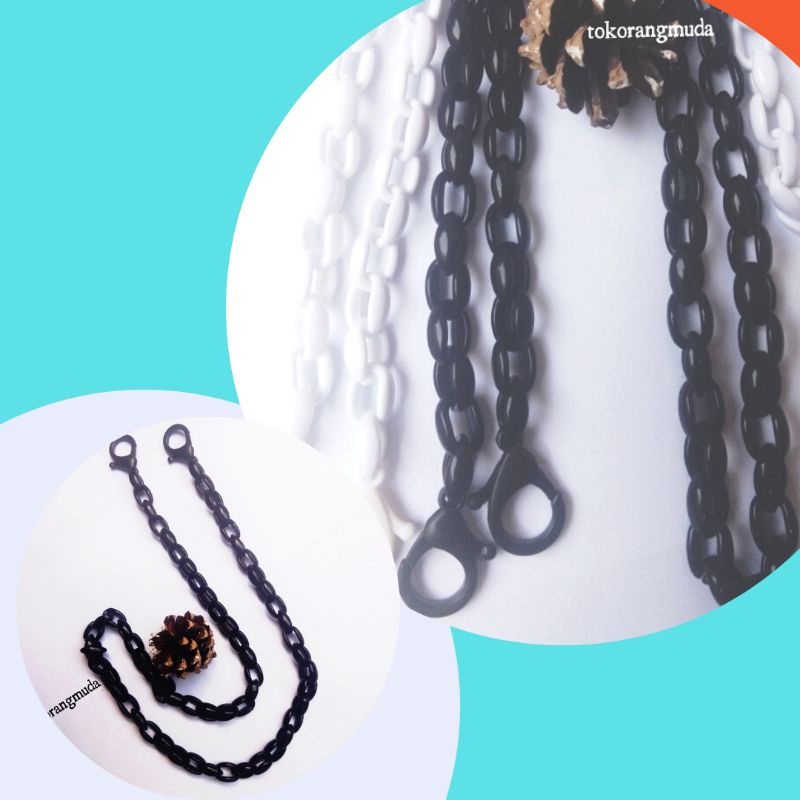 Rantai Masker Akrilik Kalung Masker Rantai Strap Mask Hitam Putih