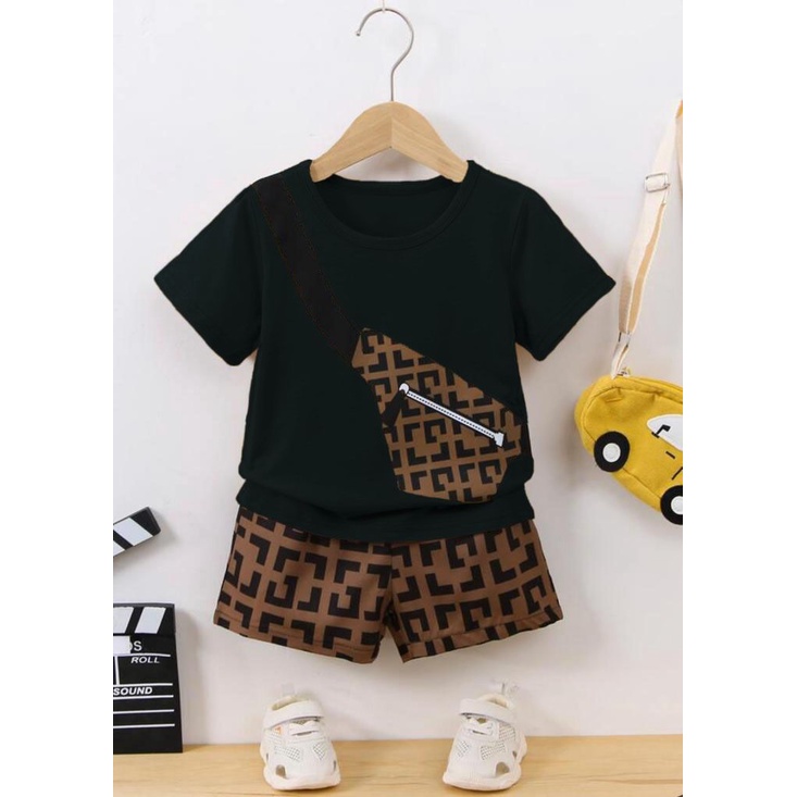 Promo cod setelan premium anak laki laki perempuan motif waist bag unisex 1-5 tahun/baju anak/pakaian anak/setelan anak/baju bayi/pakaian bayi/unisex