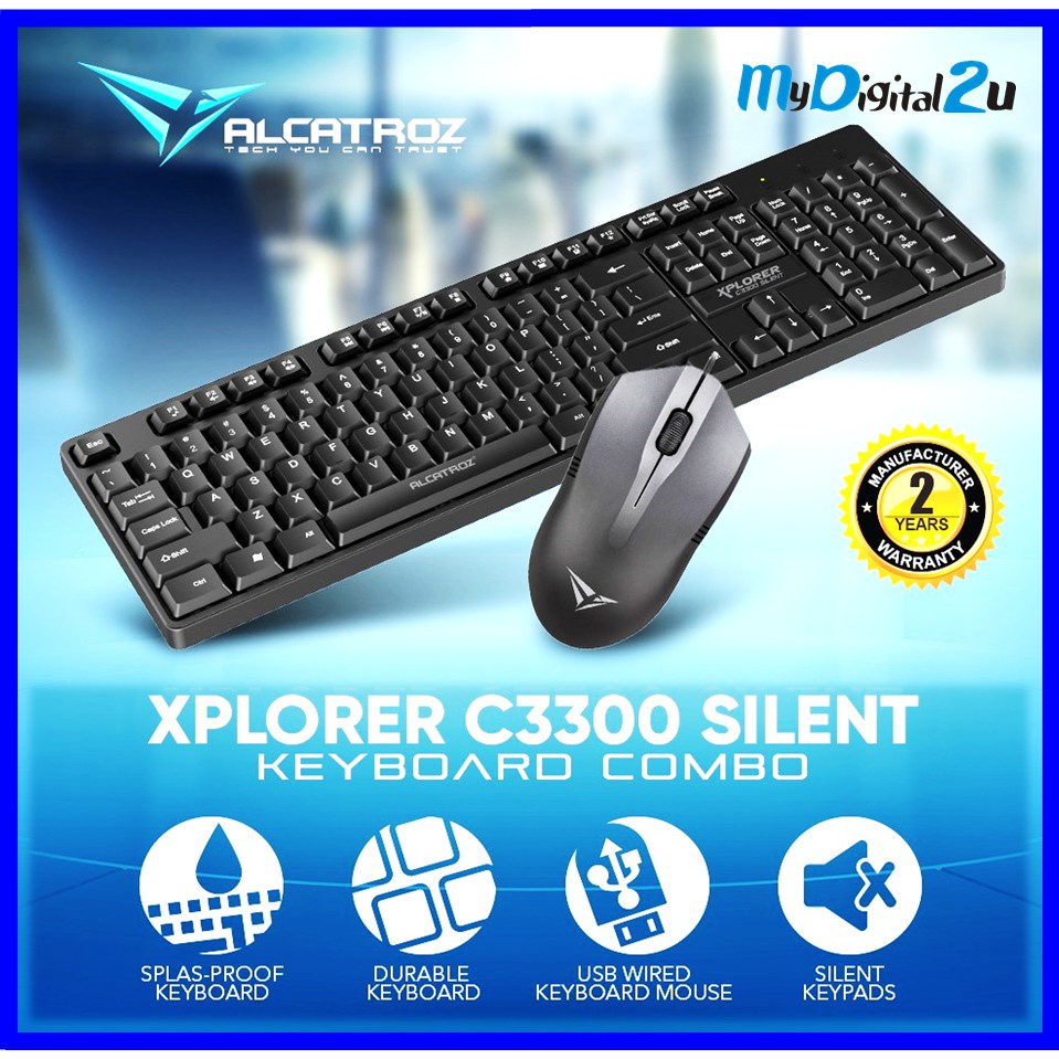 Keyboard &amp; Mouse Combo Xplorer C3300 Alcatroz Silent Wired Resmi Original