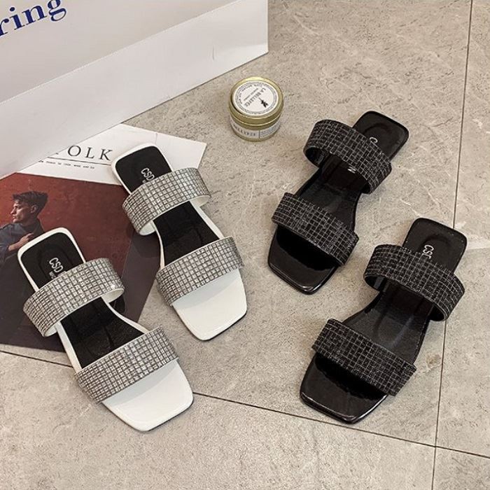 JSSW 66 (SIZE 36-40) RISCE SANDAL FLAT BLING-BLING IMPORT WANITA CEWEK PEREMPUAN JAKARTA BATAM MURAH