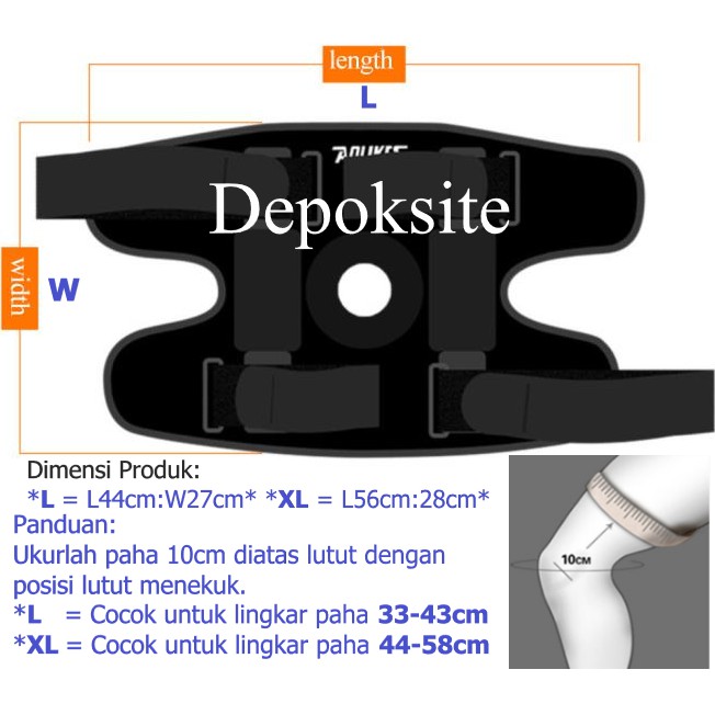 7907 AOLIKES Knee Pad Support Penyangga Lutut Almunium Plate Knee Patella Terapi Deker Lutut Kneepad