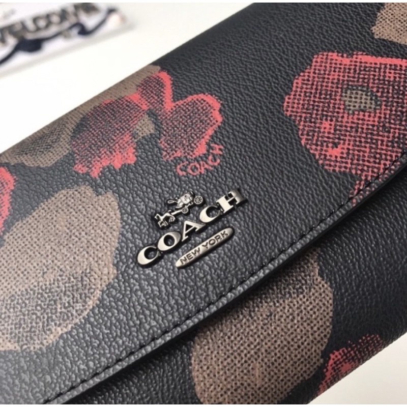COACH SLIM ENVELOPE WALLET IN HALFTONE FLORAL PRINT COAFTED (F55675)