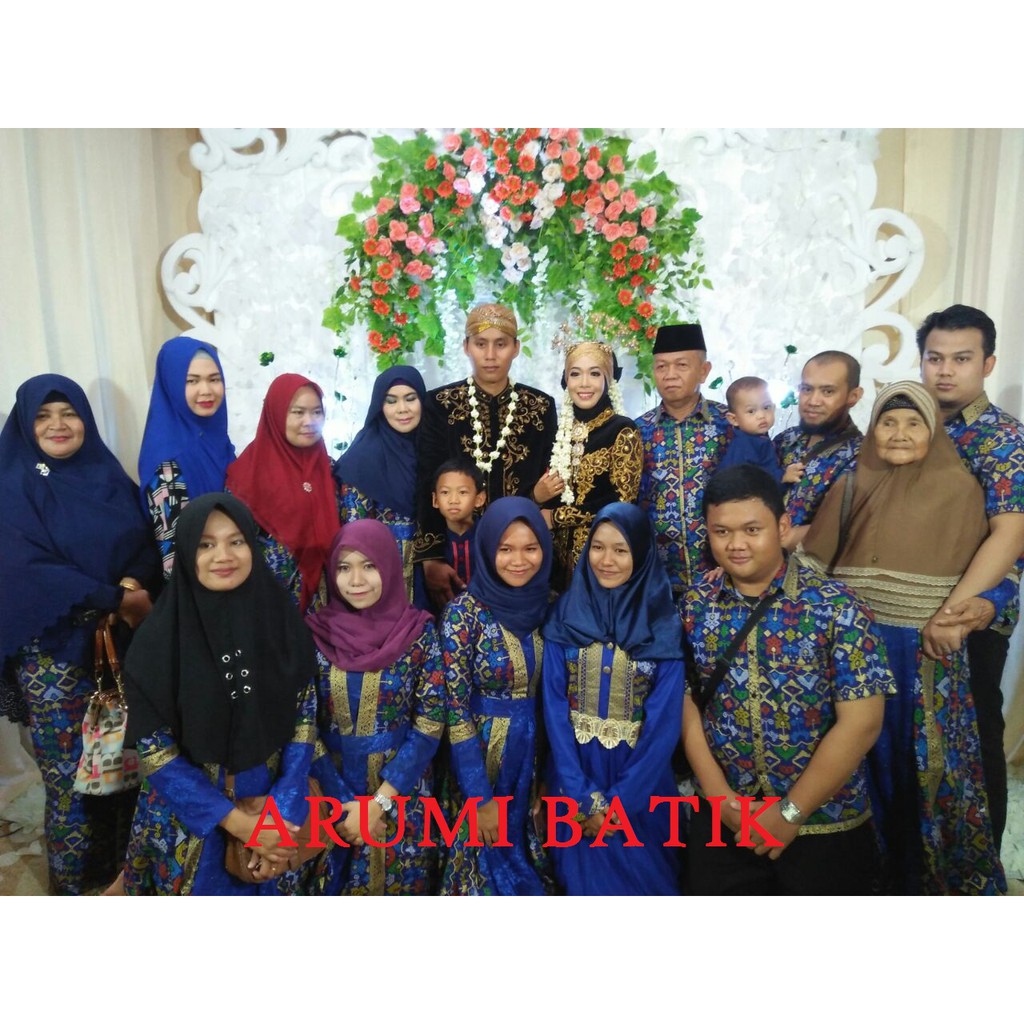 Seragam Batik Couple Set Keluarga Muslim Syari Gamis Kawinan Nikahan Kondangan