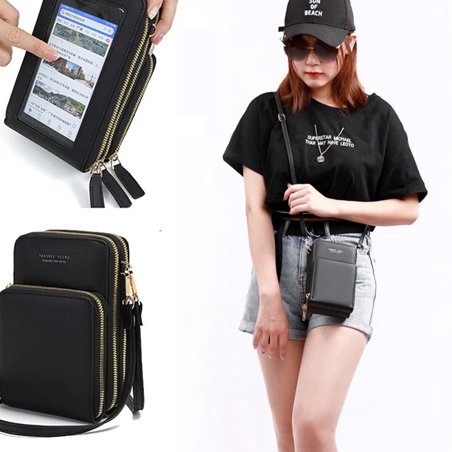 ✹ Tas Selempang Hp Wanita Resleting 3 TOUCH SCREEN Mini Tempat Hp Forever Young Phone Bag Sling Bag 