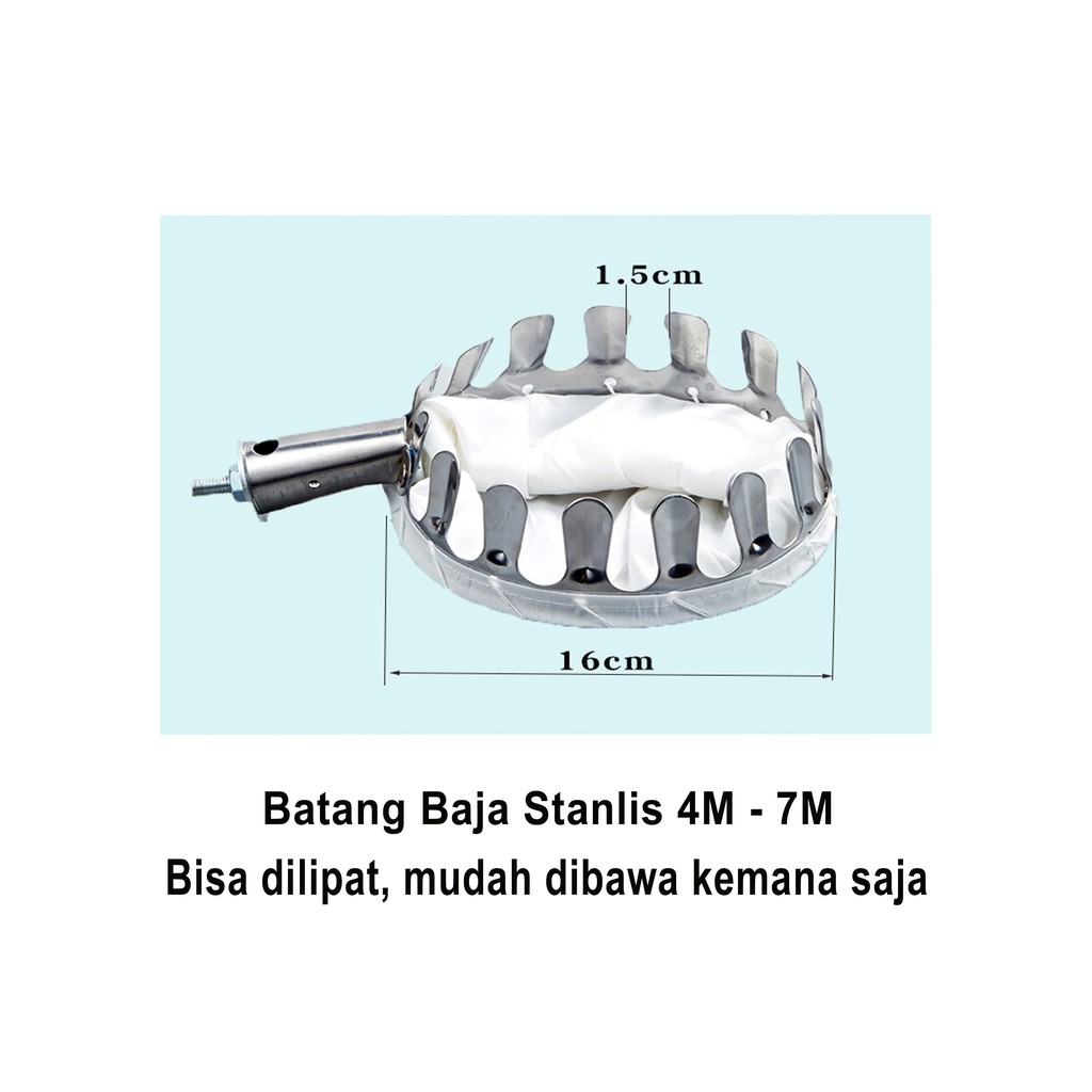 Alat Pemetik Buah Metal Fruit Picker / Alat Bantu Petik Pengambil Buah 4m  Satu Set