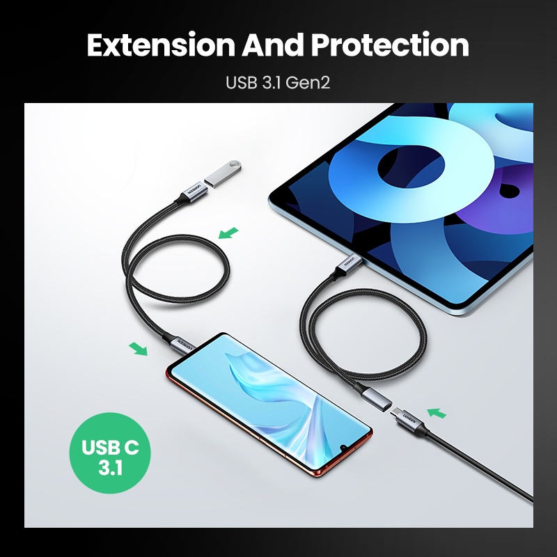 【Stok Produk di Indonesia】Ugreen Kabel Extension USB 3.1 Tipe-C Thunderbolt 3 Untuk Xiaomi Nintendo Switch