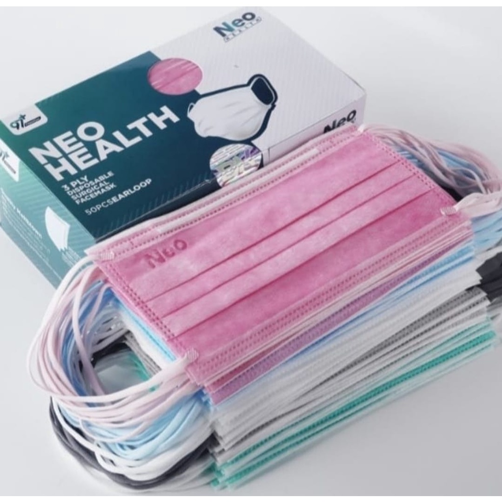 MASKER MEDIS &amp; MODIS NEO HEALTH 3 PLY SURGICAL FACE MASK MIX COLOUR 1 BOX 50 PCS EARLOOP / HEADLOOP