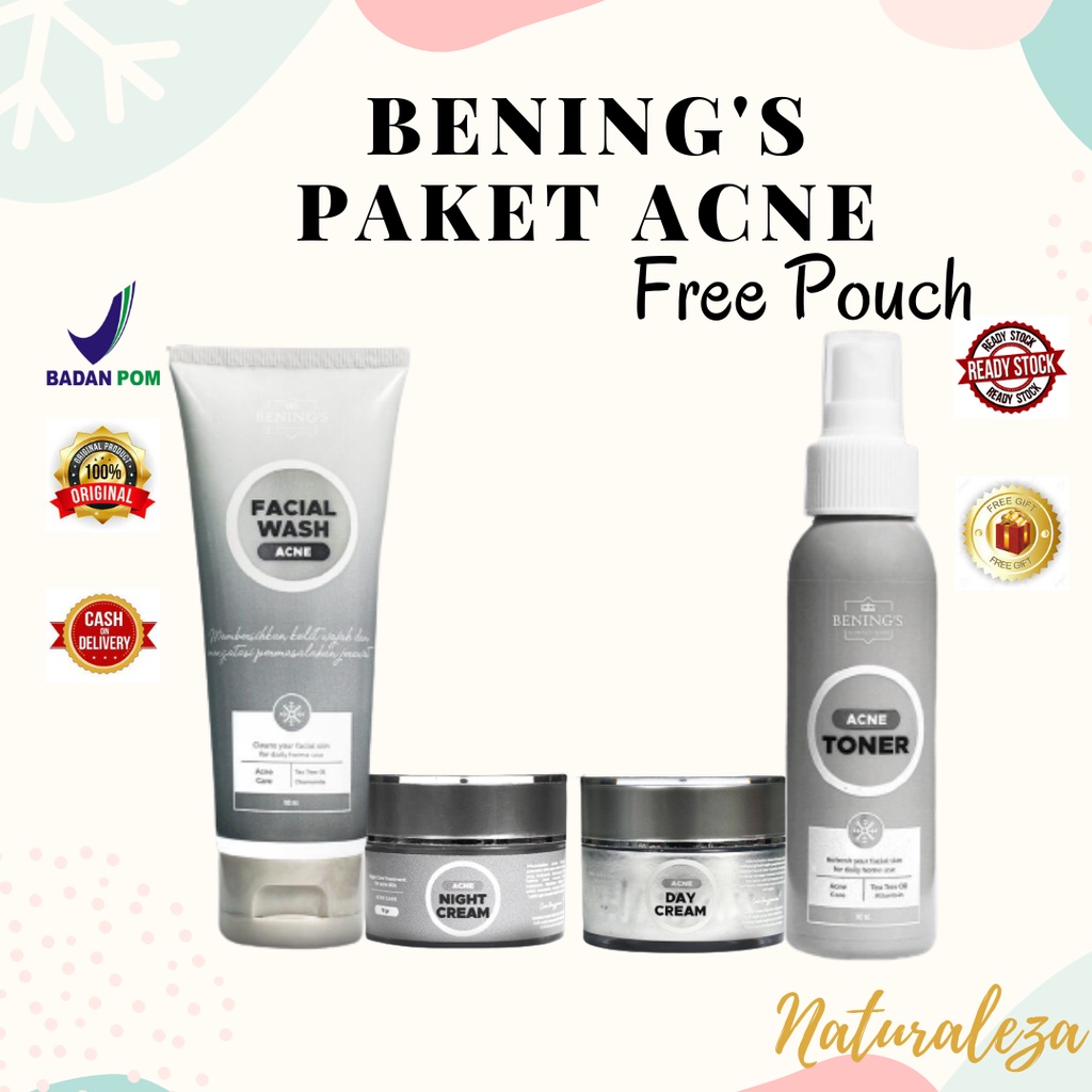 Paket Acne | Bening s Clinic Skincare dr Oky pratama | Paket Jerawat & Beruntusan (Free Gift)