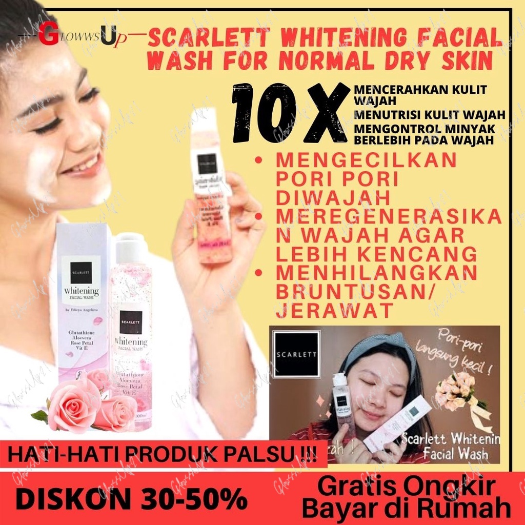 SCARLETT WHITENING FACIAL WASH 100ML FOR NORMAL DRY SKIN - FACIAL WASH