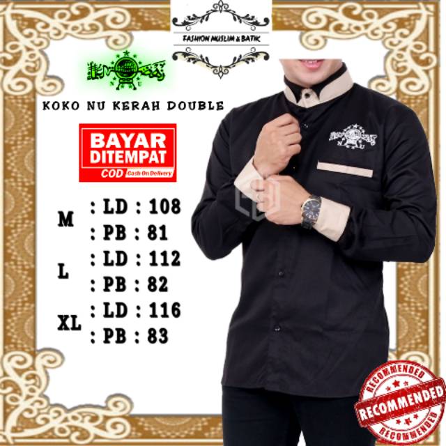 BAJU KOKO LENGAN PANJANG KERAH  DOUBLE KREAM / KEMEJA KOKO NU BORDIR TERBARU ALHARAMAIN / AGAM