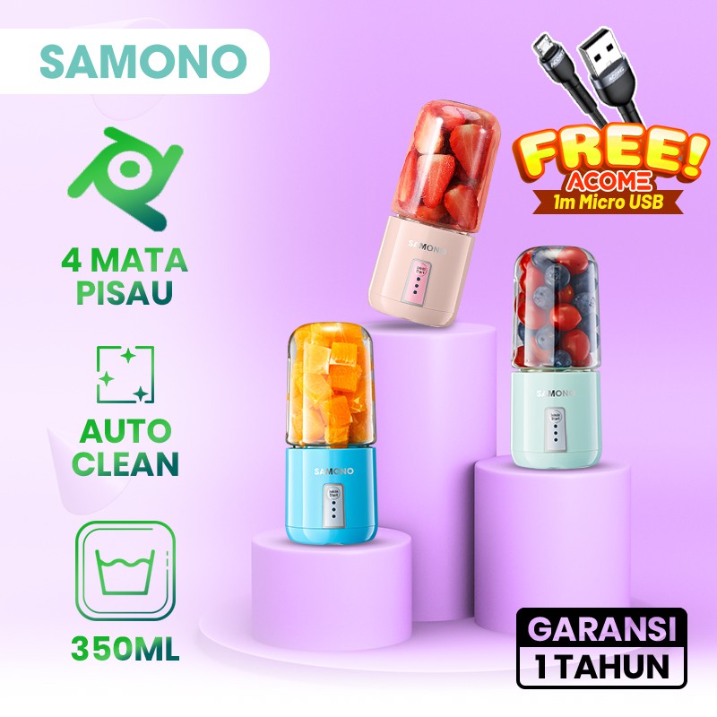 Jual Blender portable / blender juicer Samono 350ML Juicer Portable Plastik USB Blender 4 Mata