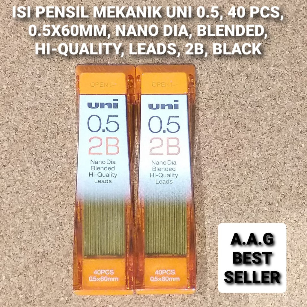 

ISI PENSIL MEKANIK UNI 0.5, 40 PCS, 2B, BLACK