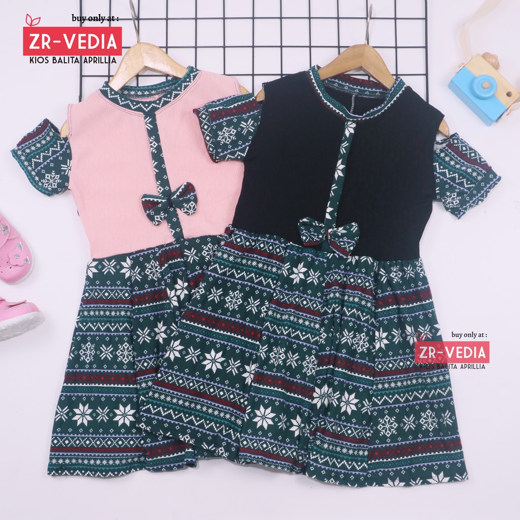 (NATAL) Dress Sabrina uk 4-7 tahun -  Baju Gaun Pesta Kids Adem Murah Dres Anak Perempuan Harian