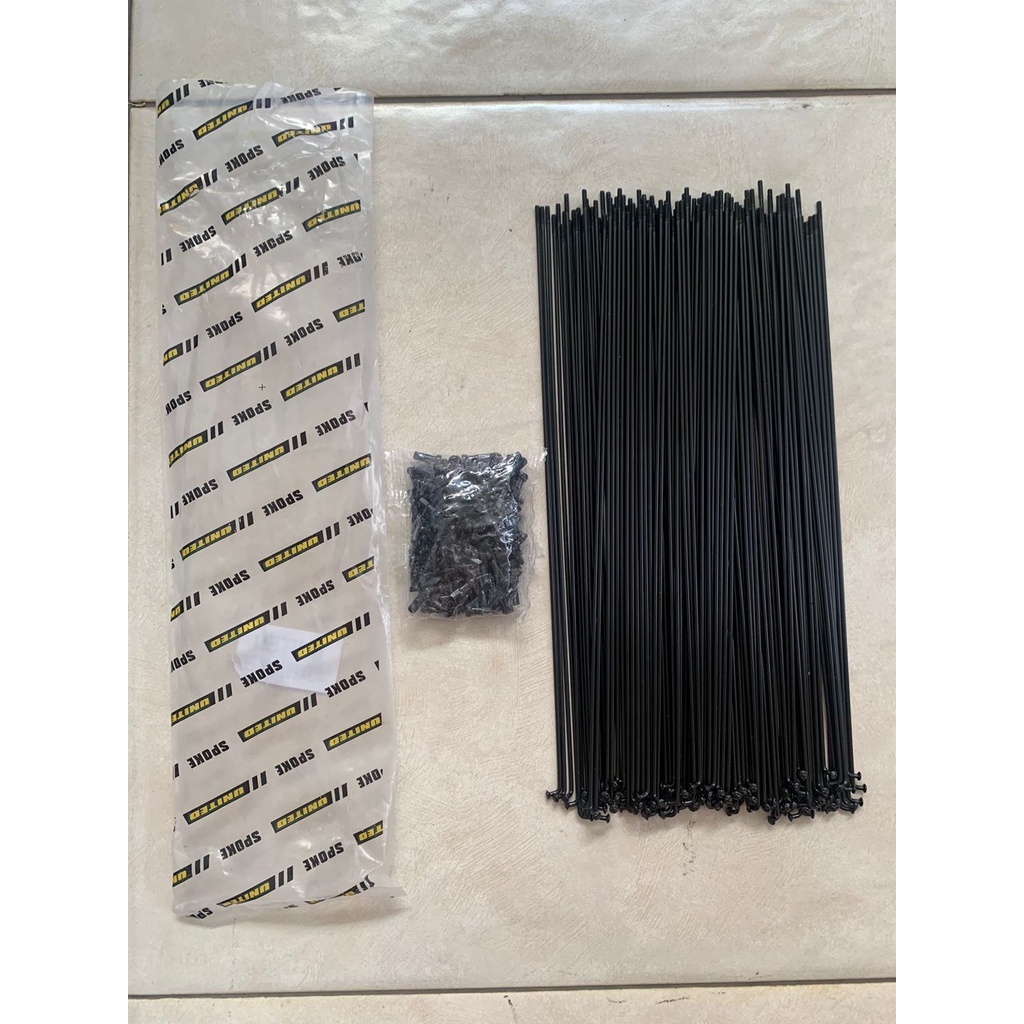 TERMURAH!!! Jari-Jari Sepeda Ukuran 26&quot; Isi 72 pcs / UNITED Hitam  / Realpict