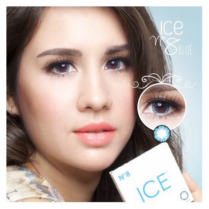 Paket Softlens X2 Ice Nude N8 / Free Lenscase &amp; Cairan Pembersih Softlens 60ml - Blue
