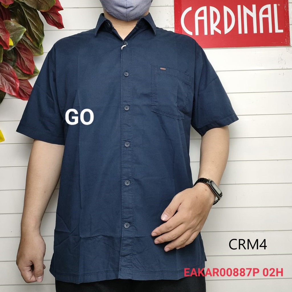 gos  CRM CARDINAL KEMEJA CASUAL Pakaian Atasan Pria Kemeja Reguler Hem Polos Original Lengan Pendek