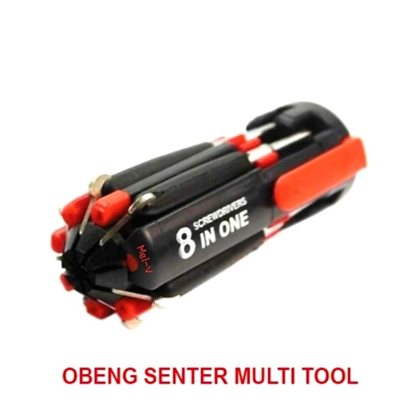 Obeng Senter  Lampu LED 8 in 1 Screwdriver Multifungsi 8in1 /Obeng set lengkap / Set Obeng 8 in 1 Multi Screwdriver Tools Obeng Senter Multifungsi service HP Buka skrup Flashlight