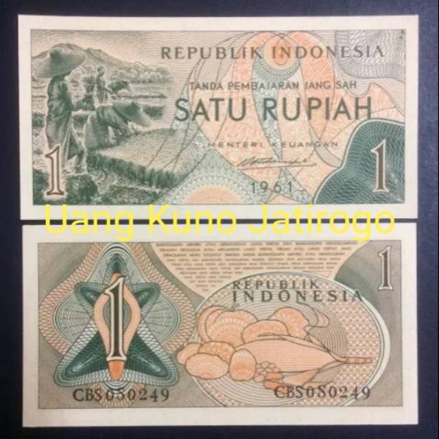 Uang Kuno 1 Rupiah Seri Pekerja Tahun 1961 / Asli Uang Kuno Indonesia