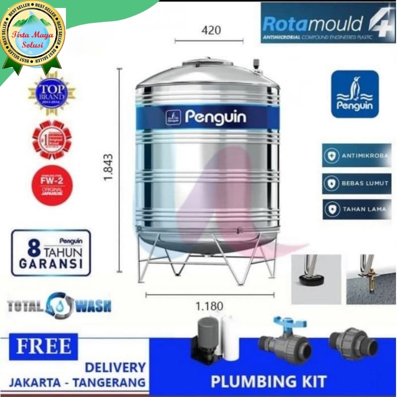 Tangki air 1500 liter toren air stainless PENGUIN TBSK1500 termurah