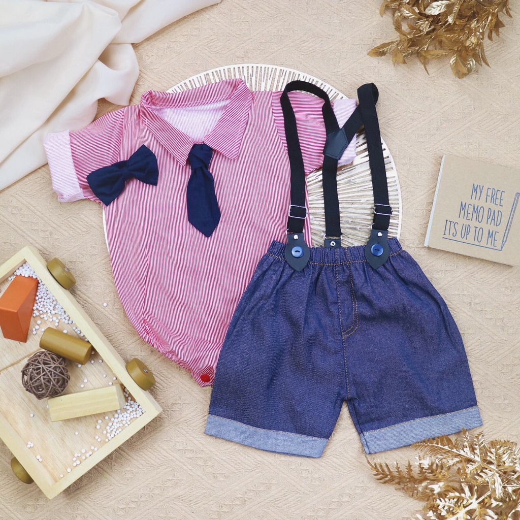 BARU! LIK021 - 6in1 Tuxedo Suspender Dasi Fashion Anak Bayi Cowo Pakaian Pergi Jalan Casual