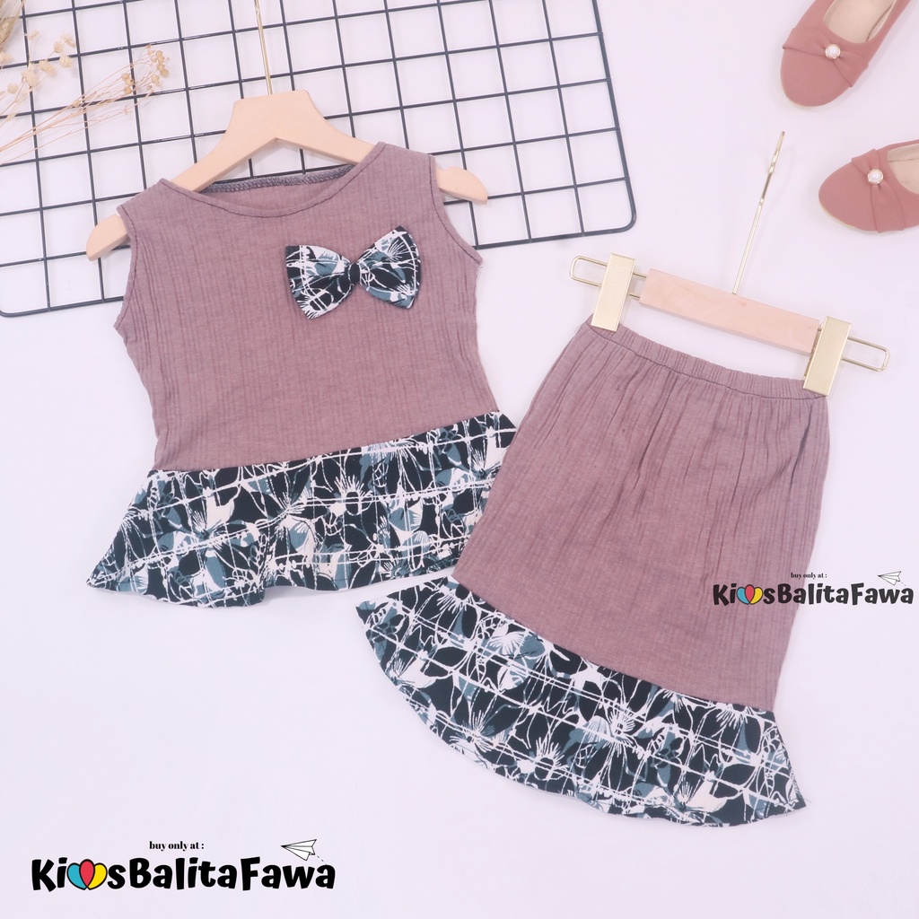 Setelan Zizi Anak uk 3-4 Tahun / Atasan Bawahan Rok Perempuan  Baju Pesta Set Peplum Cewek Import