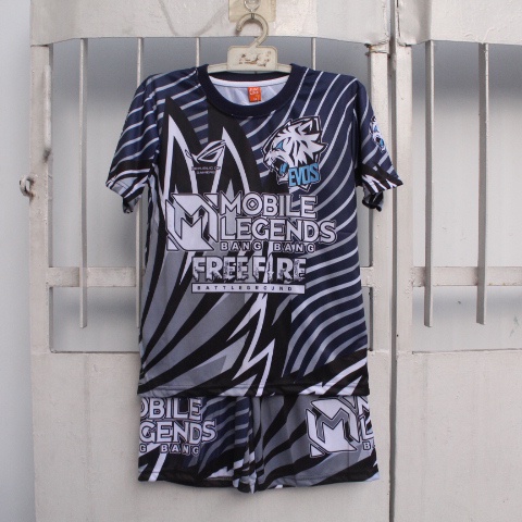 Setelan baju celana size jumbo 12-15t/setelan anak free fire/evos/onic/boba playtime