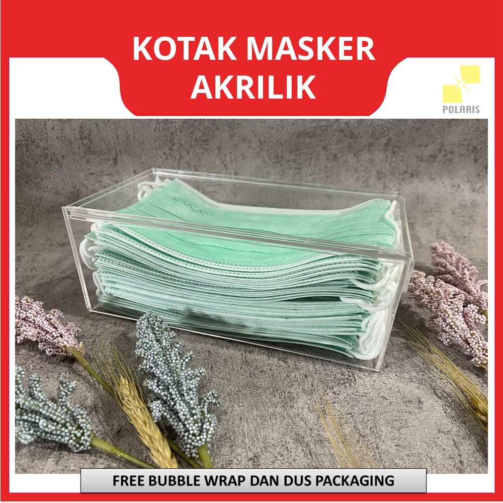 KOTAK MASKER AKRILIK KOTAK PENYIMPANAN MASKER ACRYLIC WADAH MASKER BOX MASKER TRANSPARAN BOX PENYIMPANAN MASKER