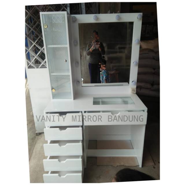 Vanity Mirror Drawer Meja Lampu Rak Transfaran Shopee Indonesia