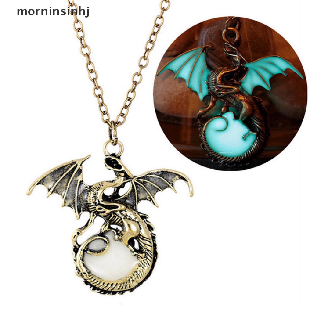 Kalung Desain Naga Bulan Glow In The Dark