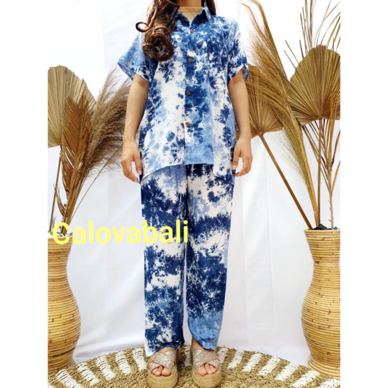 Setelan Wanita Baju Tidur Wanita Dewasa Piyama Tie Dye Set Bali