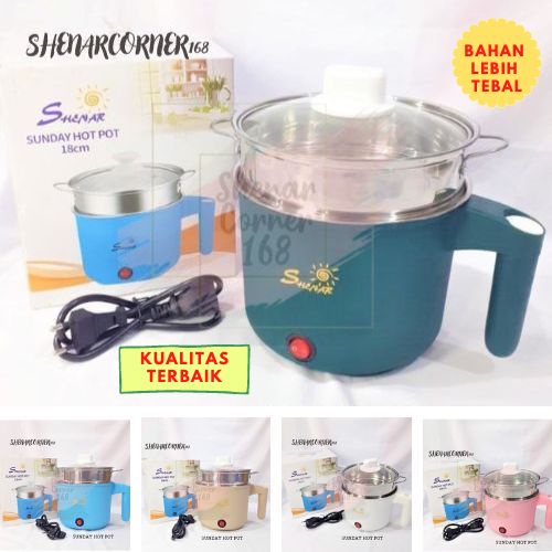 SHENAR PANCI LISTRIK WAJAN KUKUS ELEKTRIK FRYING PAN PORTABLE ELECTRIC COOKING POT WITH STEAMER PANCI - GRANADA SEVILLA SUNDAY HOTPOT, SHENARCORNER168