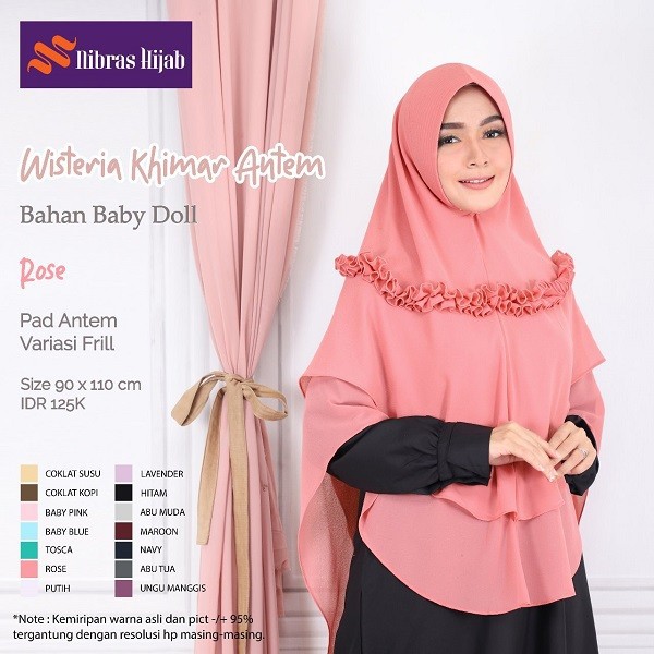 NIBRAS HIJAB WISTERIA KHIMAR ANTEM BAHAN BABY DOLL HIJAB KHIMAR SYARI MUSLIMAH POLOS VARIASI FRILL