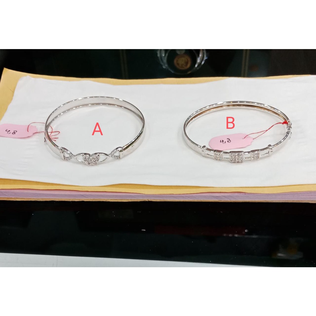 GELANG BANGKOK MP WANITA PERAK ASLI 925 DILAPIS EMAS PUTIH