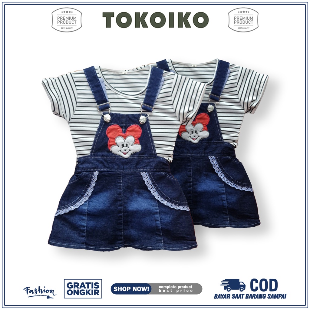 setelan Anak perempuan cewek 1 2 Tahun/Baju kodok import anak/jumper levis anak perempuan/overallset