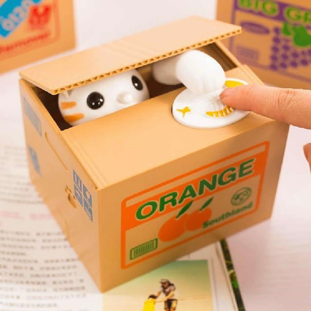 Itazura Mischief Saving Box Cat Coin Bank / Celengan kucing pencuri koin celengan unik piggy bank