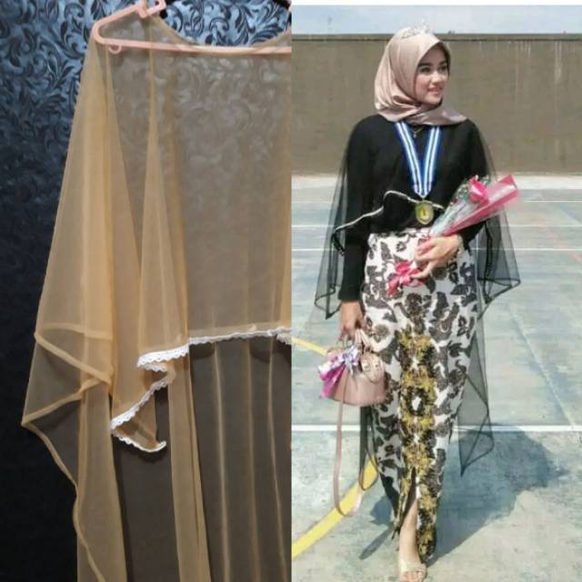 ATASAN KEBAYA SOFTTULLE LONGCAPE / CAPE TILE WISUDA / CAPE KEBAYA WISUDA BRIDESMAID SIMPLE MURAH