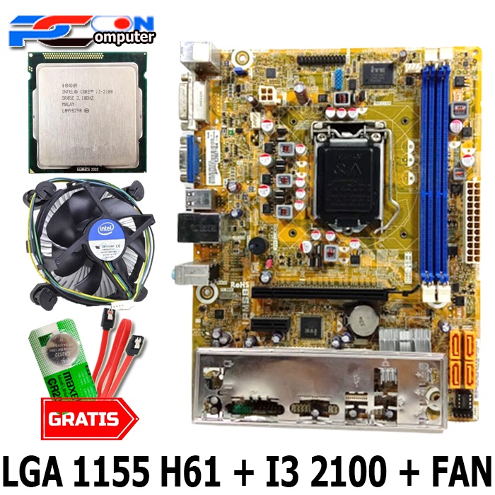 Mainboard Mobo Motherboard H6 ecs Processor i3 2100 PEGATRON