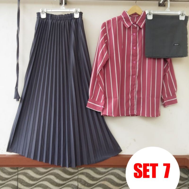 REALPICK 3 IN 1 SETELAN KEMEJA MONALISA ORIGINAL MOTIF SALUR RIZQI COLLECTION