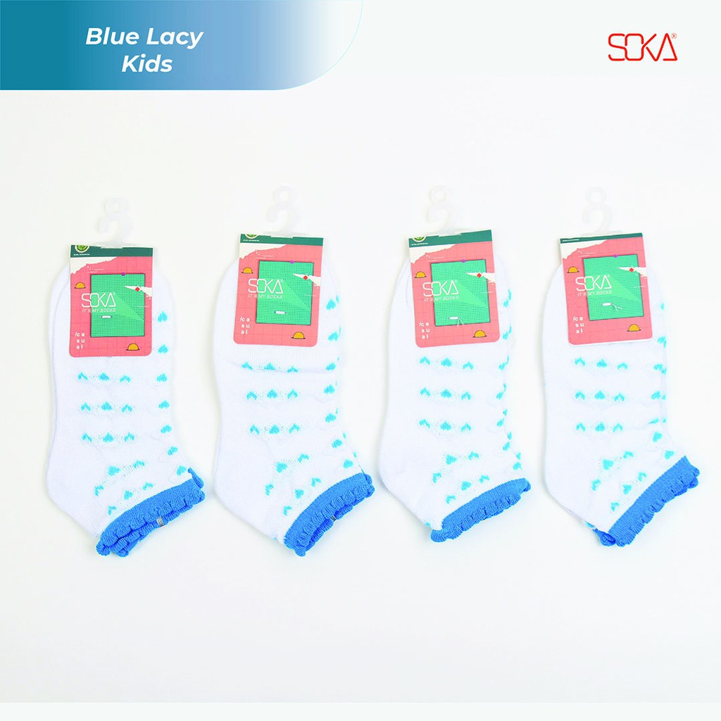 Kaos Kaki Soka Blue Lacy | Kaos Kaki Anak dan Dewasa Pendek Semata Kaki/Anklesock